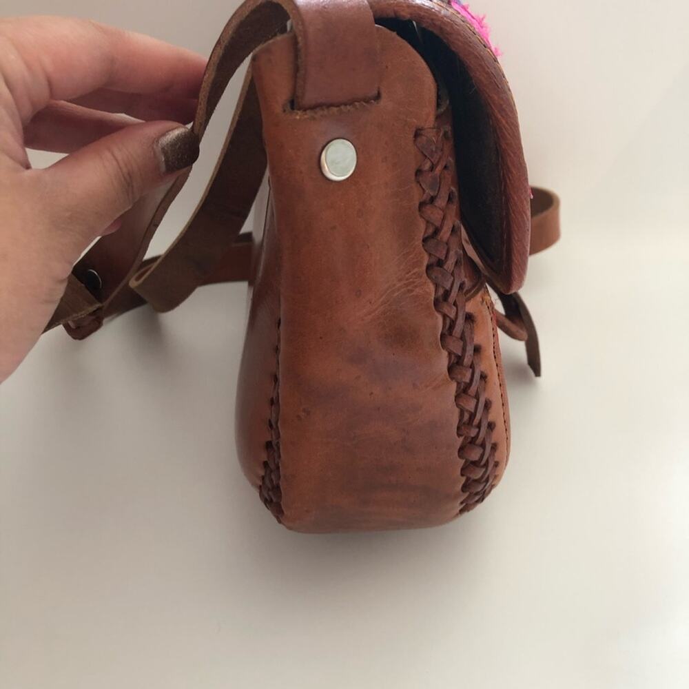 Handmade Floral Embroidered Leather Crossbody Bag - Picture 7 of 11